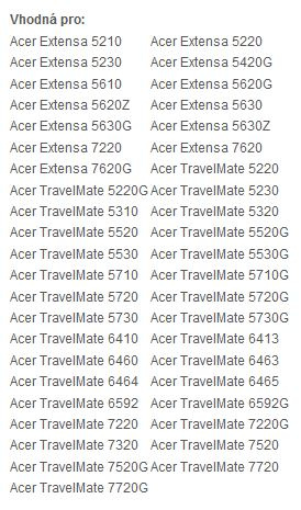 baterie TM00751 pro notebooky Acer Extensa,TravelMate (1.5h) - 2