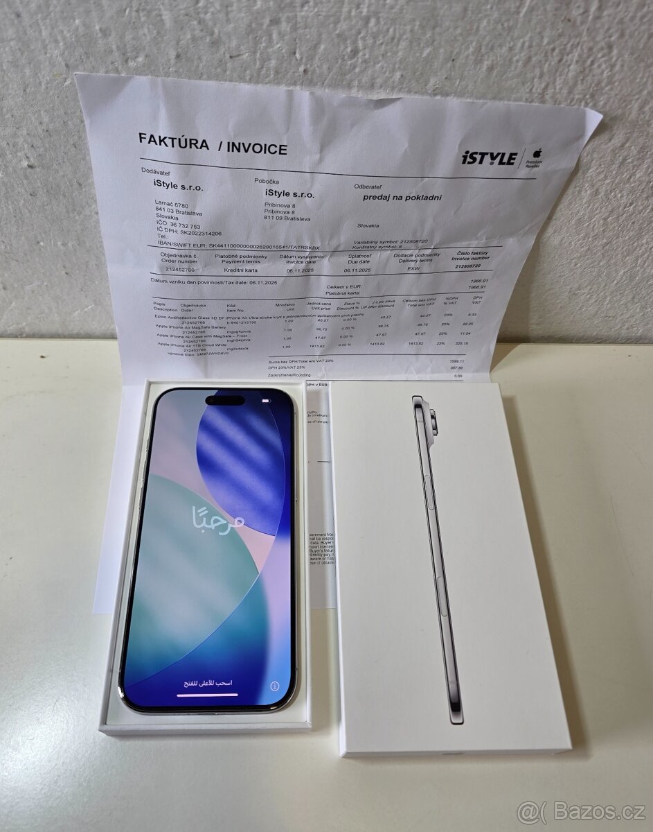 Apple iphone air 1TB White, doklad, zaruka 2 roky - 2