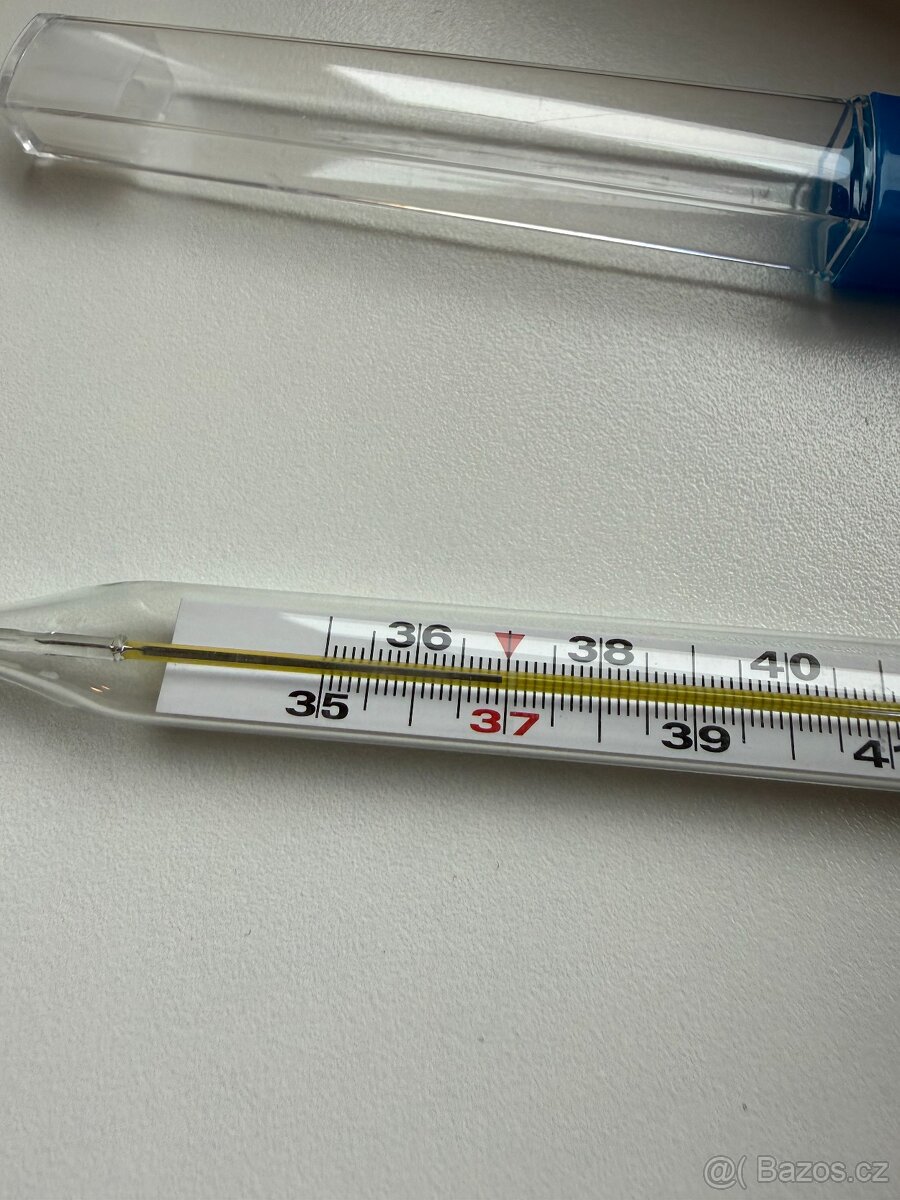 Rtuťový teploměr - lékařský, skleněný - 2