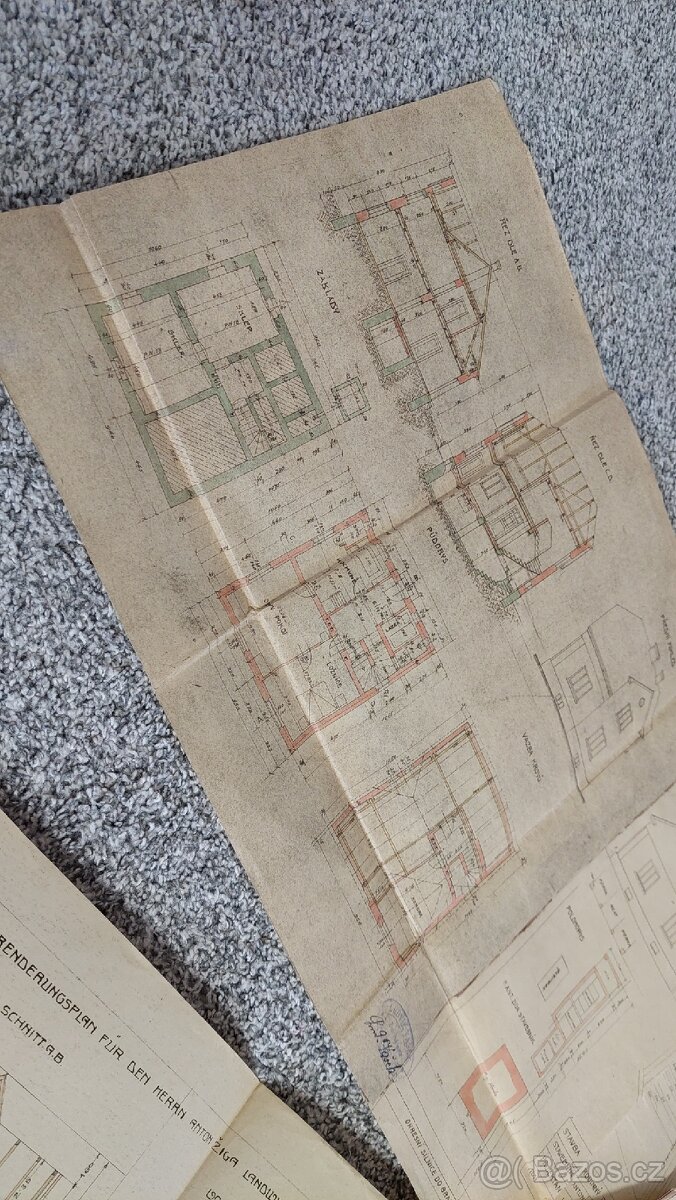Historické stavební výkresy (soubor 7 kusů, cena za vše) - 2