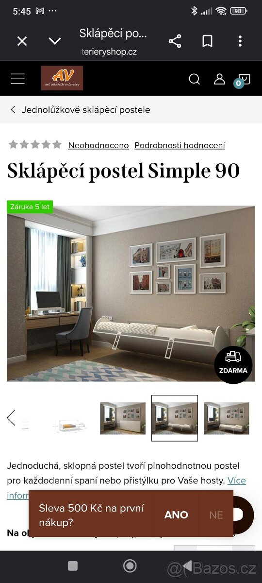 Sklápěcí postel single - 2