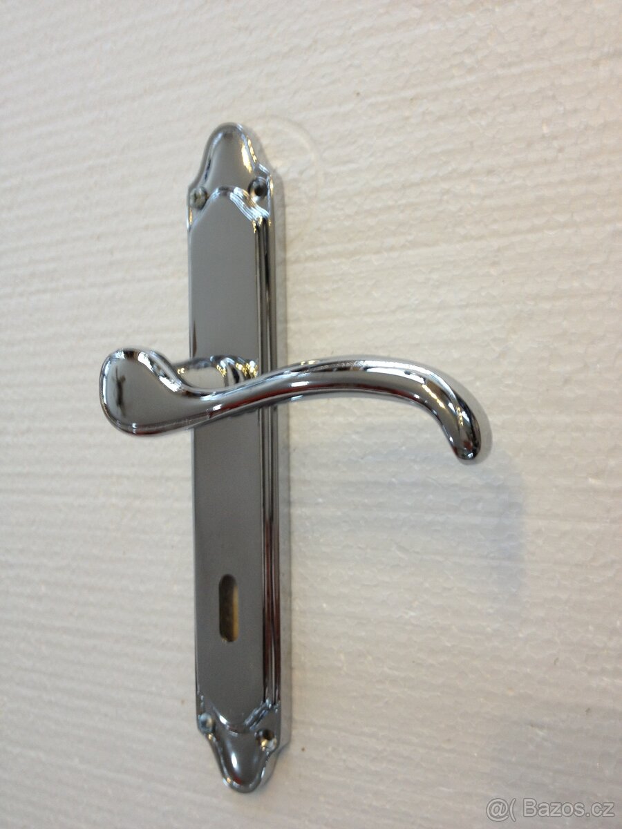 Dveřní klika / kování, stříbrná lesk, rozteč 72mm /6ks - 2
