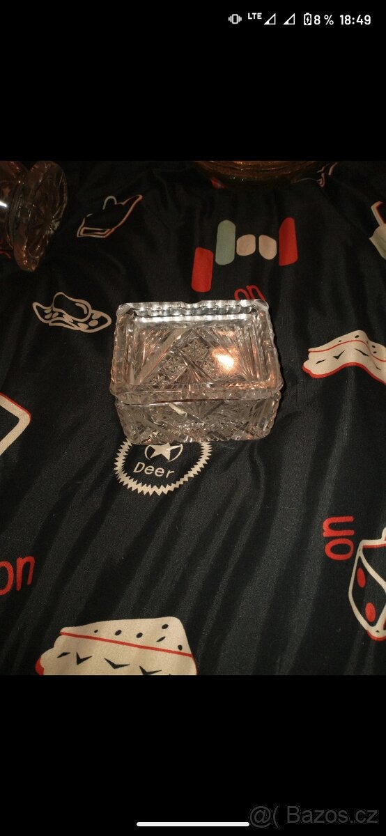 starožitná broušená skleněná - 2