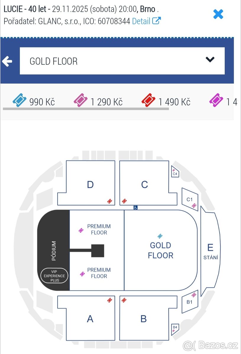 LUCIE Brno (Sobota 29.11.2025) - prodám 4 listky - 2