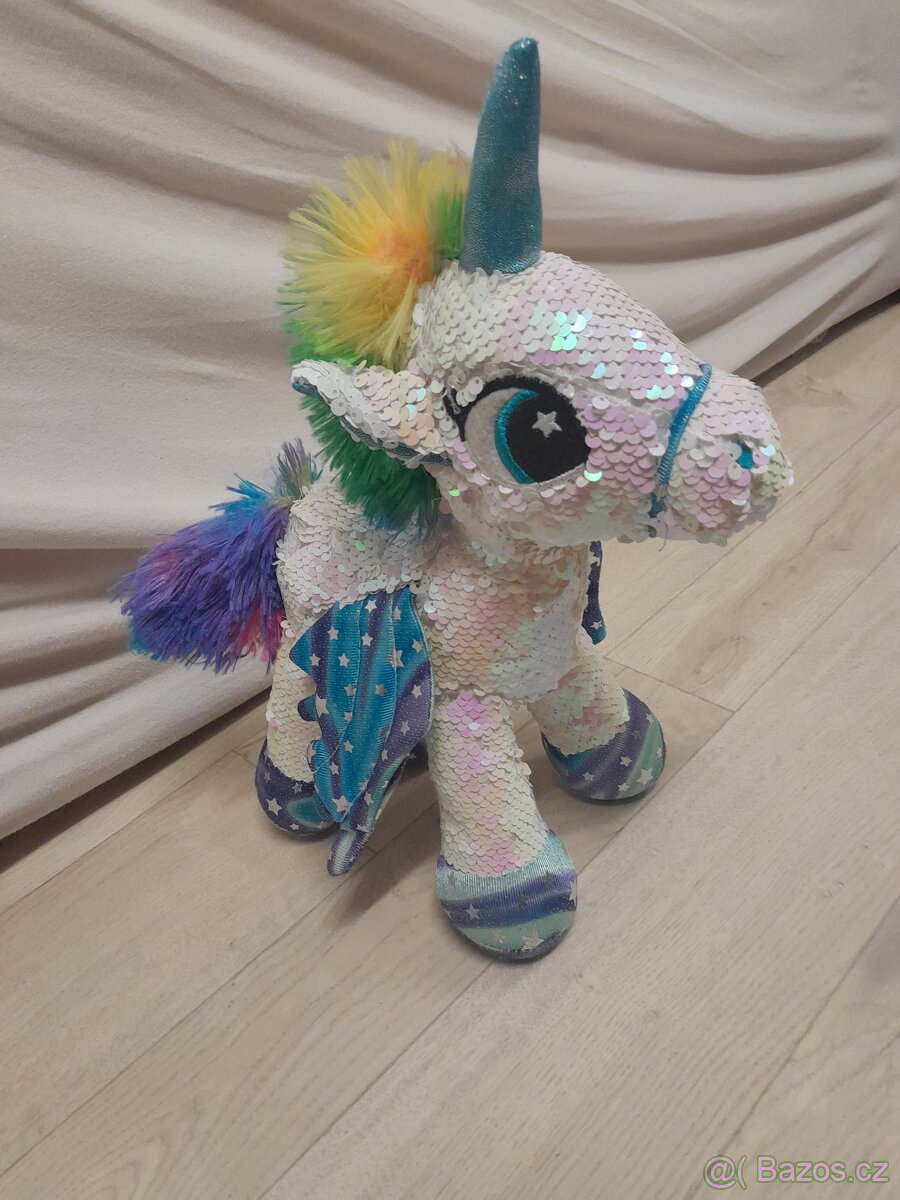 Flitrový plyšový jednorožec Albi – měnící flitry - 2