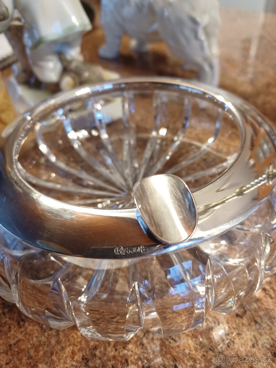 Stříbro 0,835 + křišťál, popelník - 2