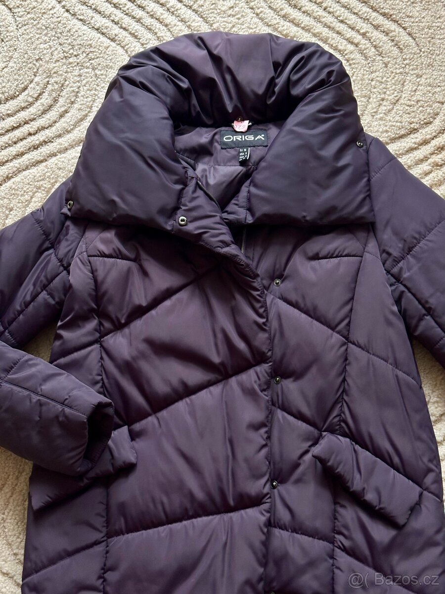 fialová péřová bunda, vel S - 2