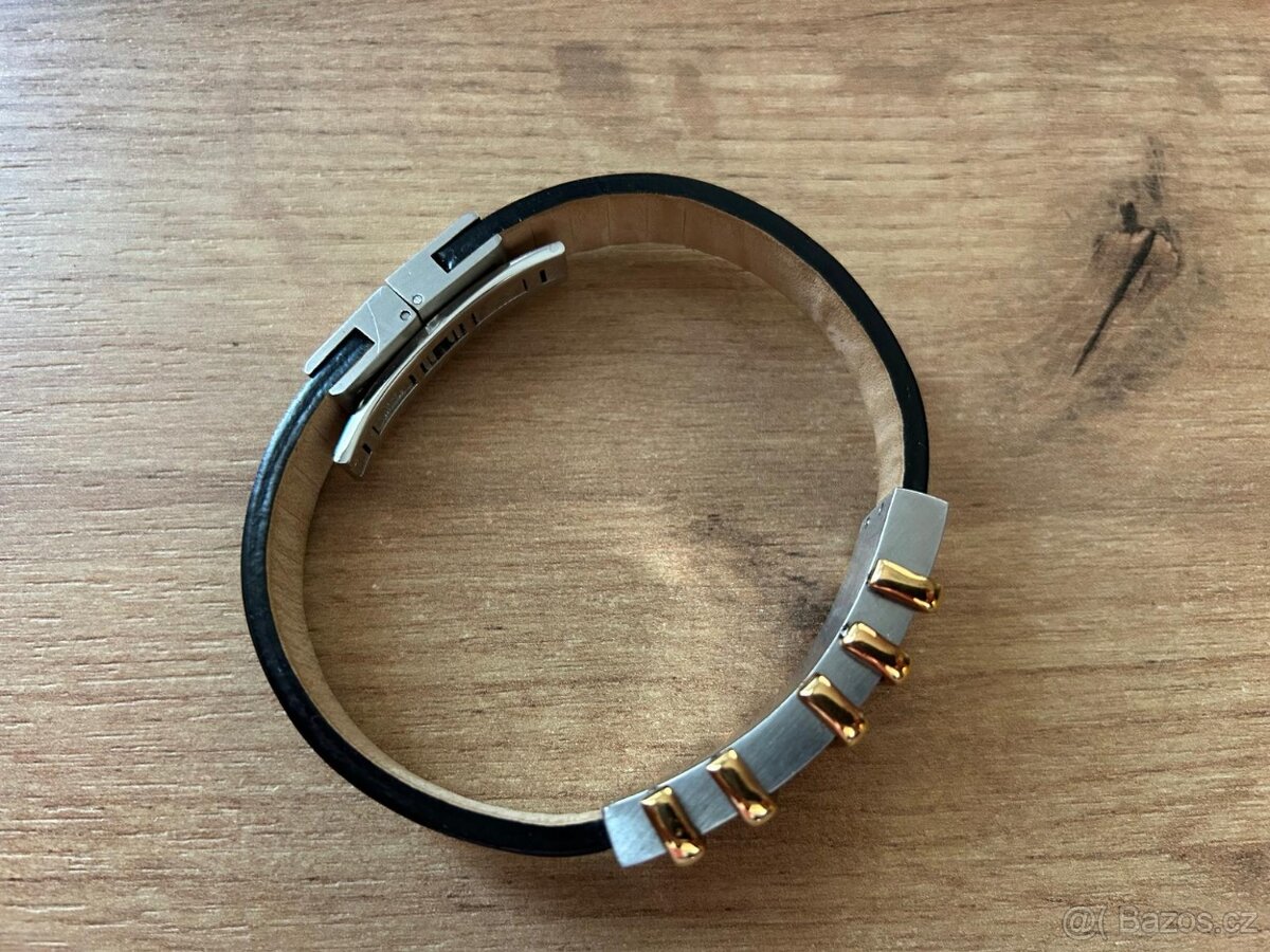 Pánský kožený náramek s kovovými prvky - 2