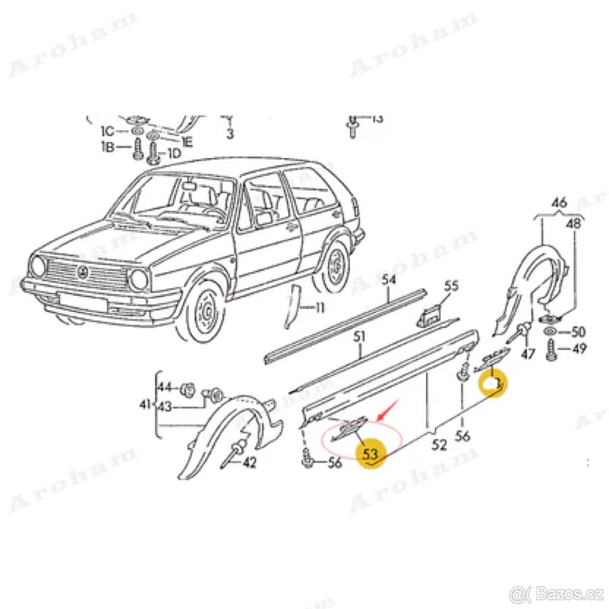 VW Golf mk2 / Jetta krytka prahu - 2