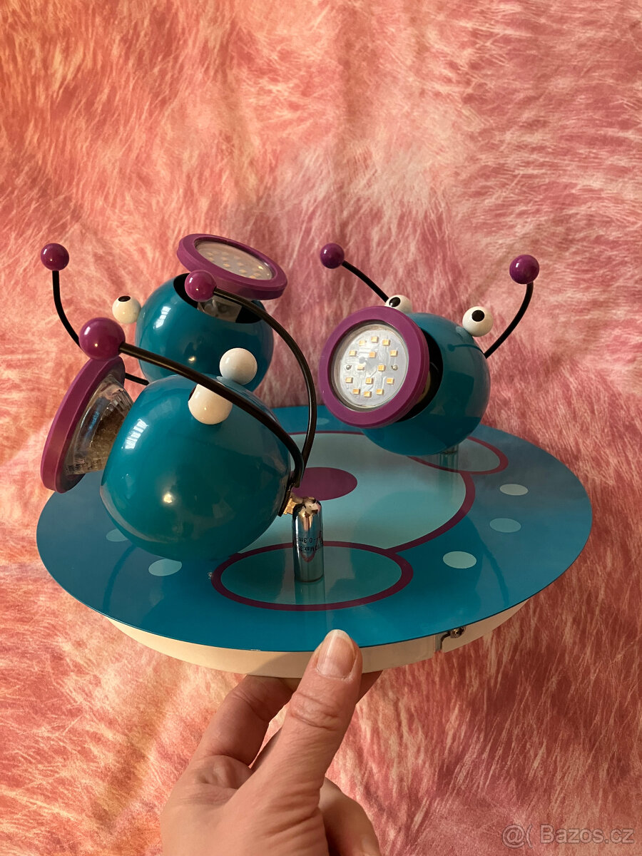 Dětský lustr - broučci - tyrkysovo-růžový - stropní svítidlo - 2