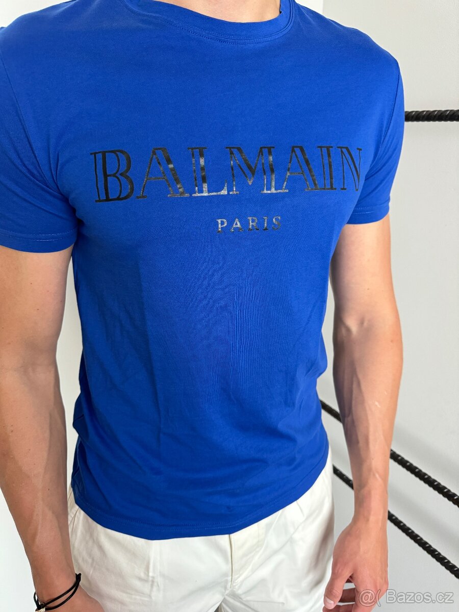 Pánské tričko BALMAIN (modré) vel. M - 2