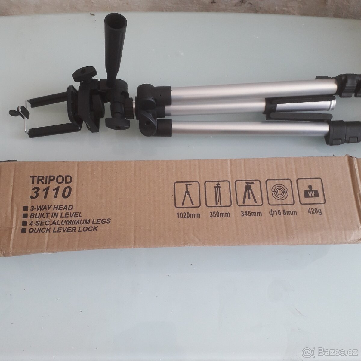 Nový stativ 100cm, laser, foto, telefon. - 2