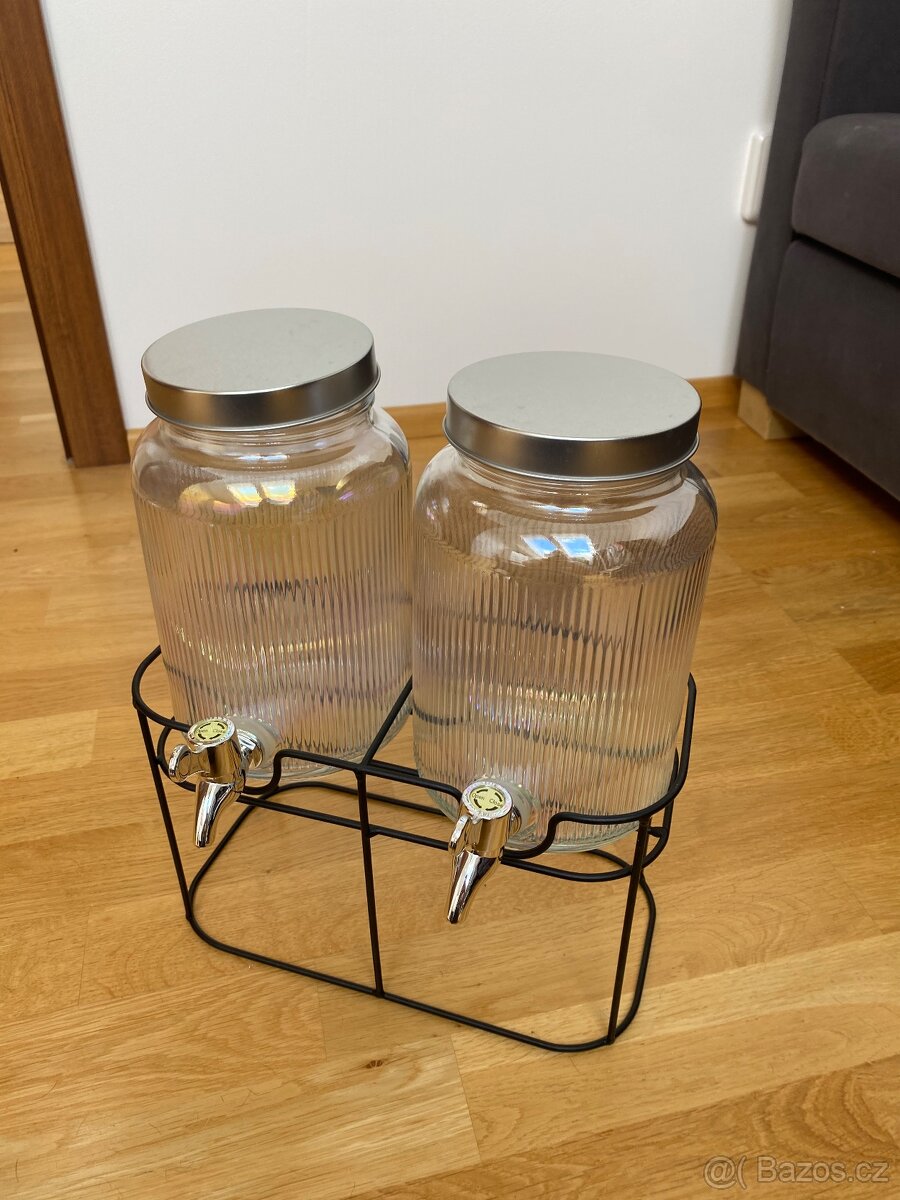 Dávkovače nápojů 2 ks se stojanem (skleněné) - 2