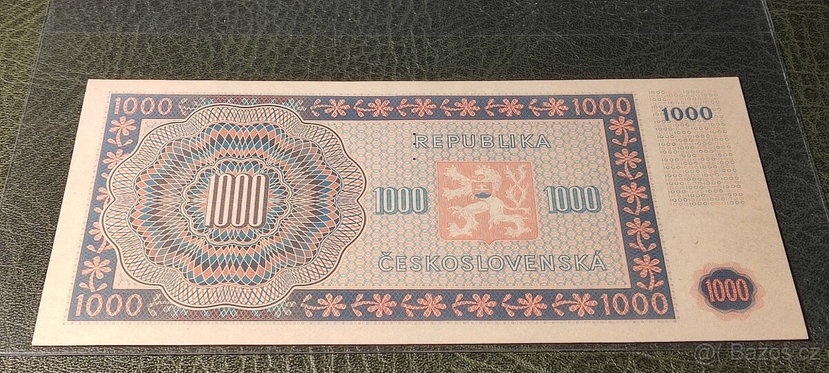 1000 k. ČSR 1945 série B 05 perforace 3 m.d. top stav - 2
