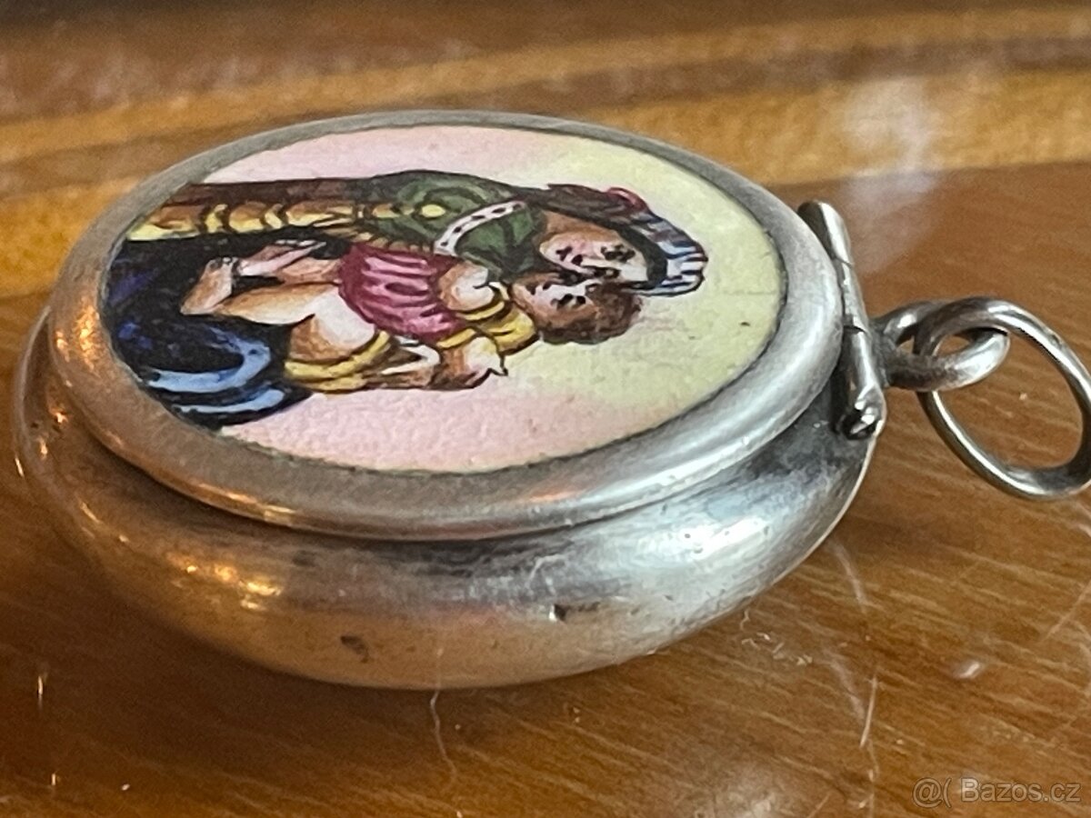 starožitna strieborná madonka +ruženec - 2