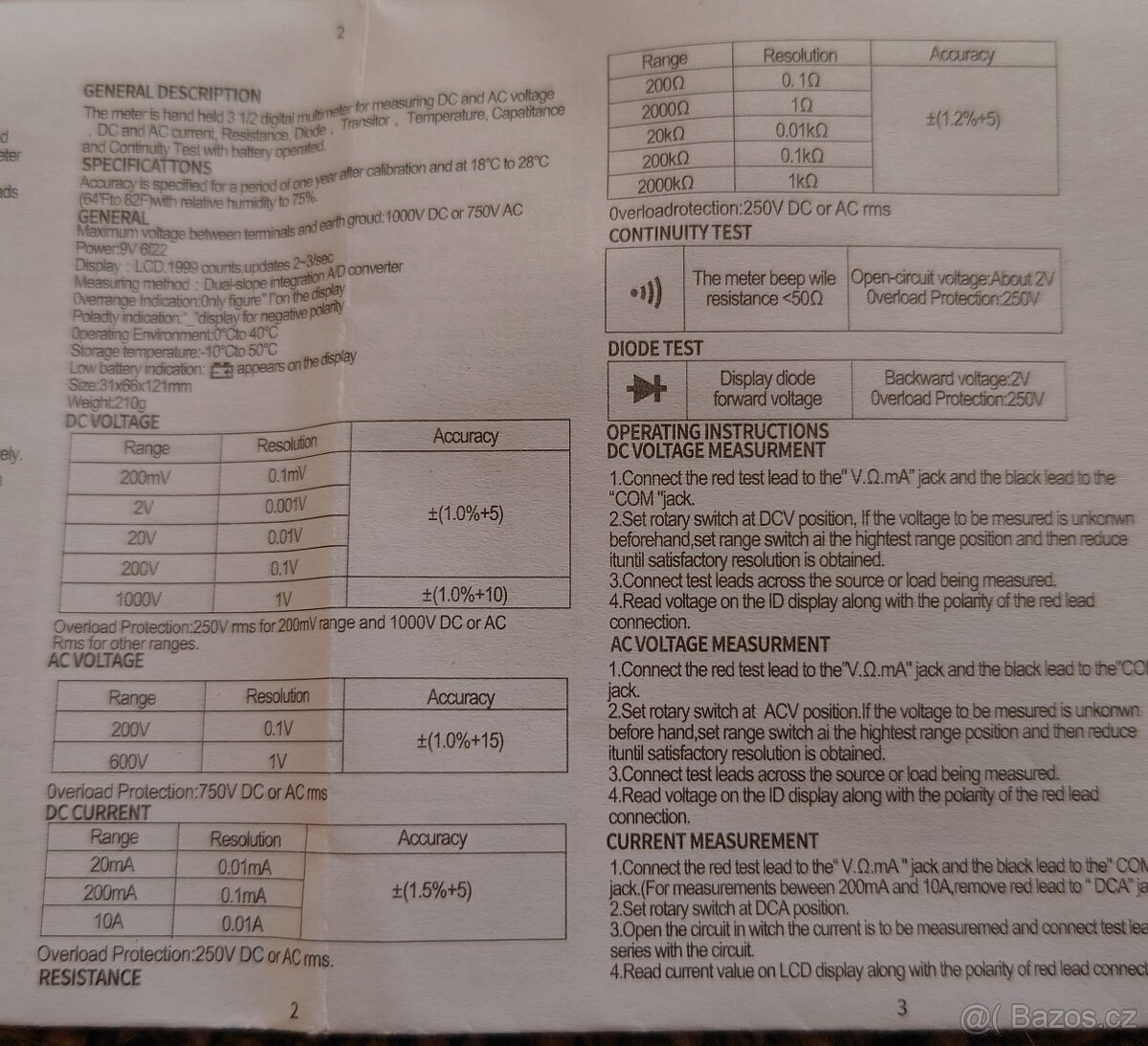 Digitální multimetr ANENG SZ308 černý - 2