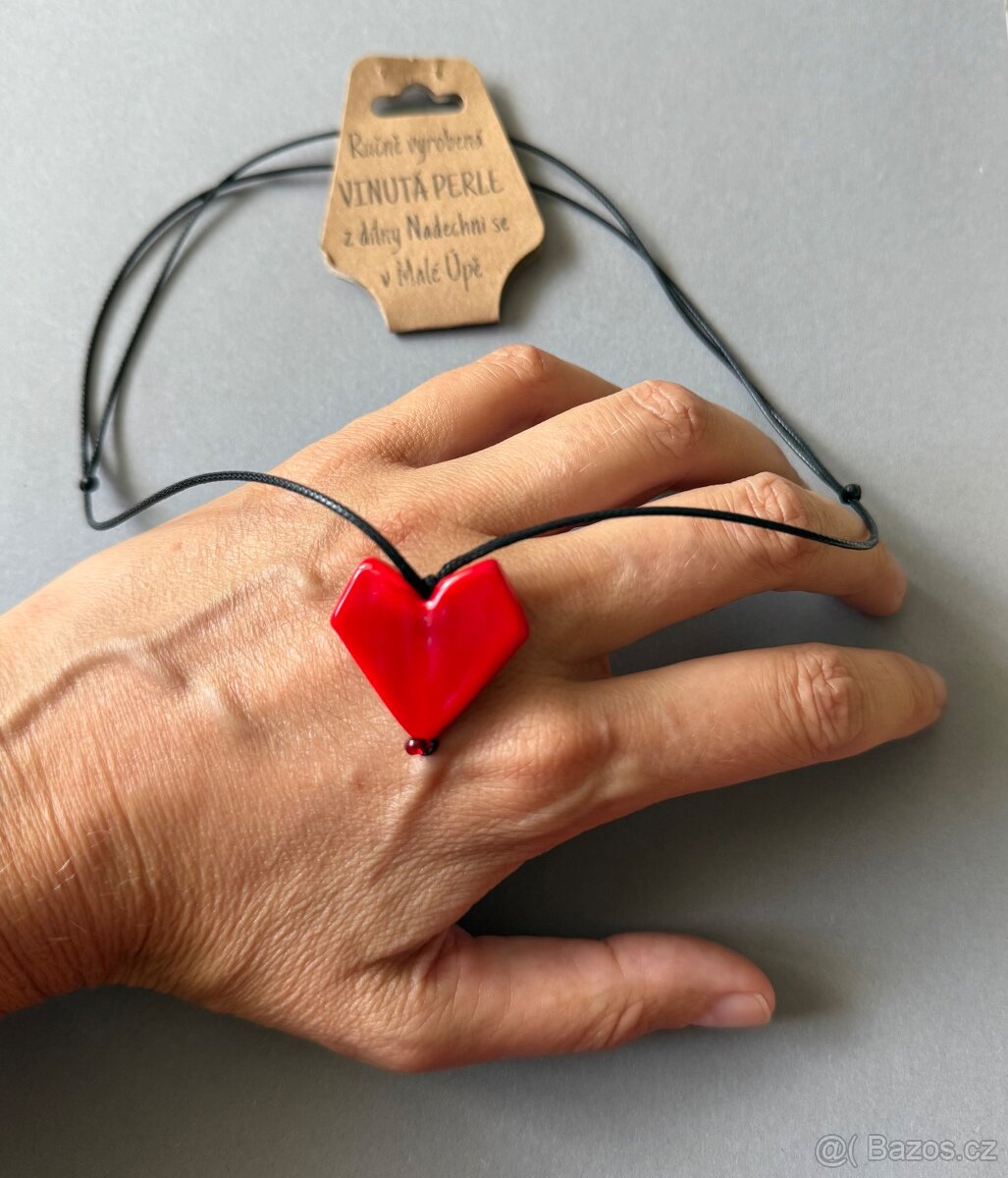 Náhrdelník srdce, hand made, nový, sleva 250 Kč. - 2