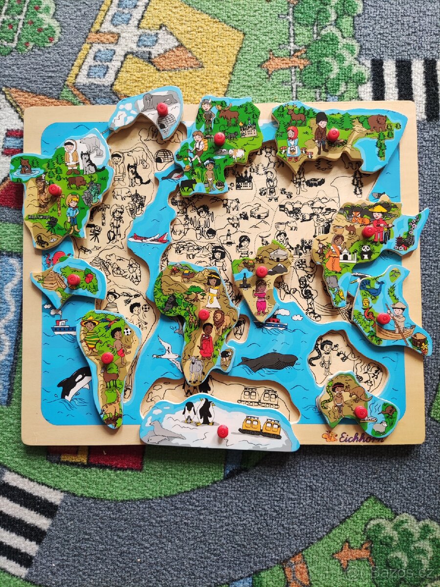 Dřevěná mapa světa - puzzle - 2