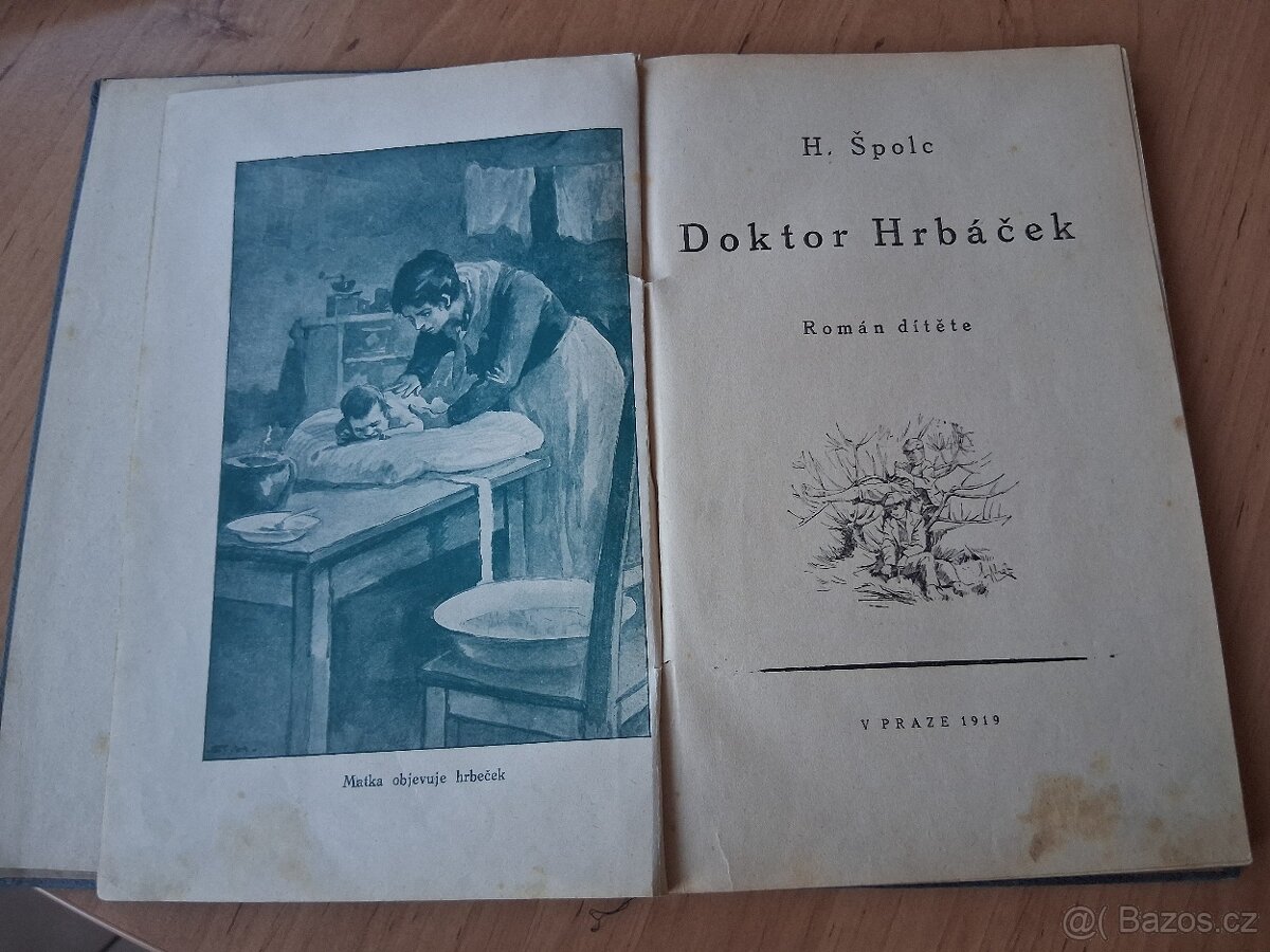 Kniha z roku 1919 DOKTOR HRBÁČEK Román dítěte H.Špolc - 2