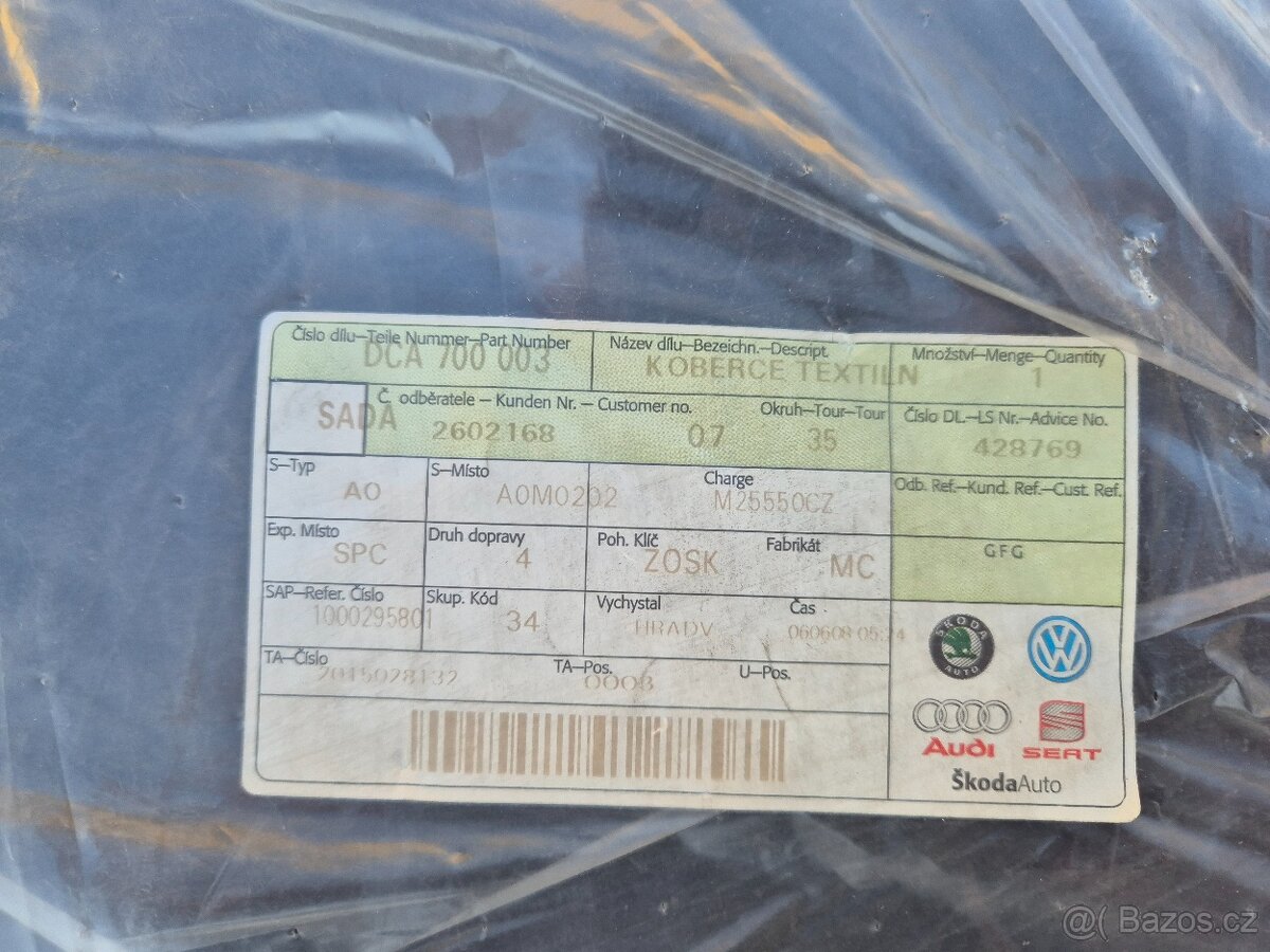 sada textilních koberců Škoda Fabia II (5J) DCA700003 - 2