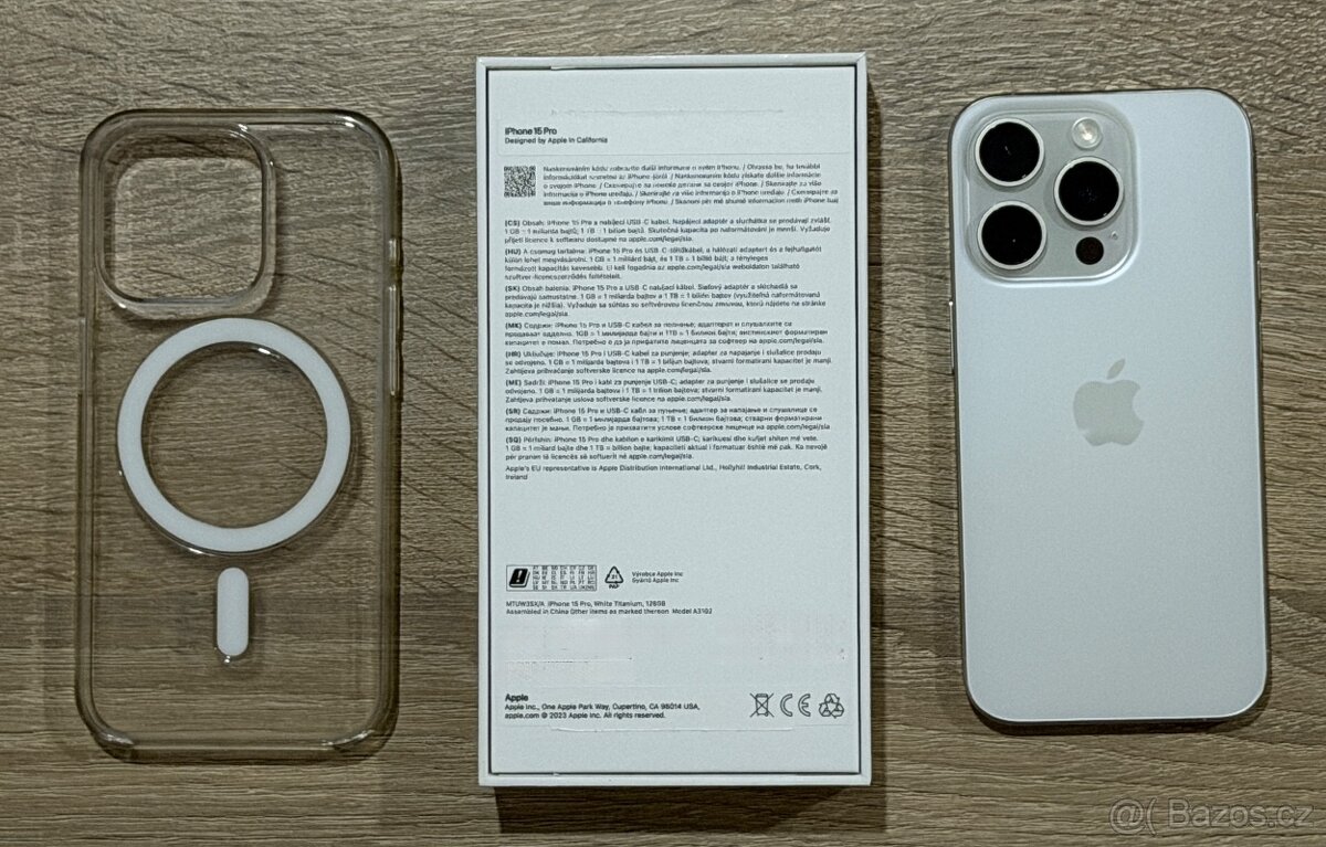 iPhone 15 Pro 128 GB bílý titan v záruční době - 2