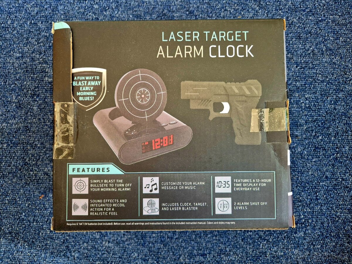 Budík - laserová pistole s terčem - černý - 2