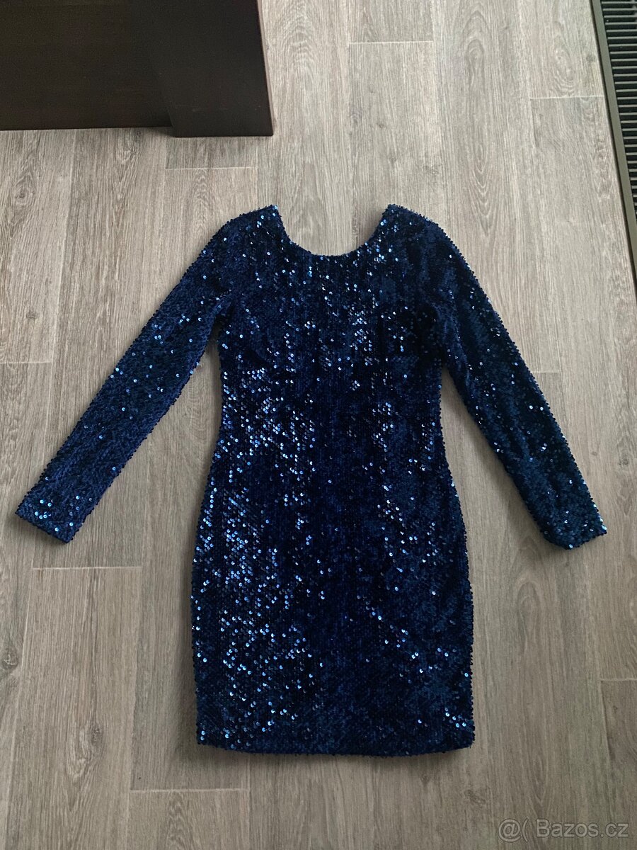 Flitrové královsky modré šaty Mohito vel. S - 2