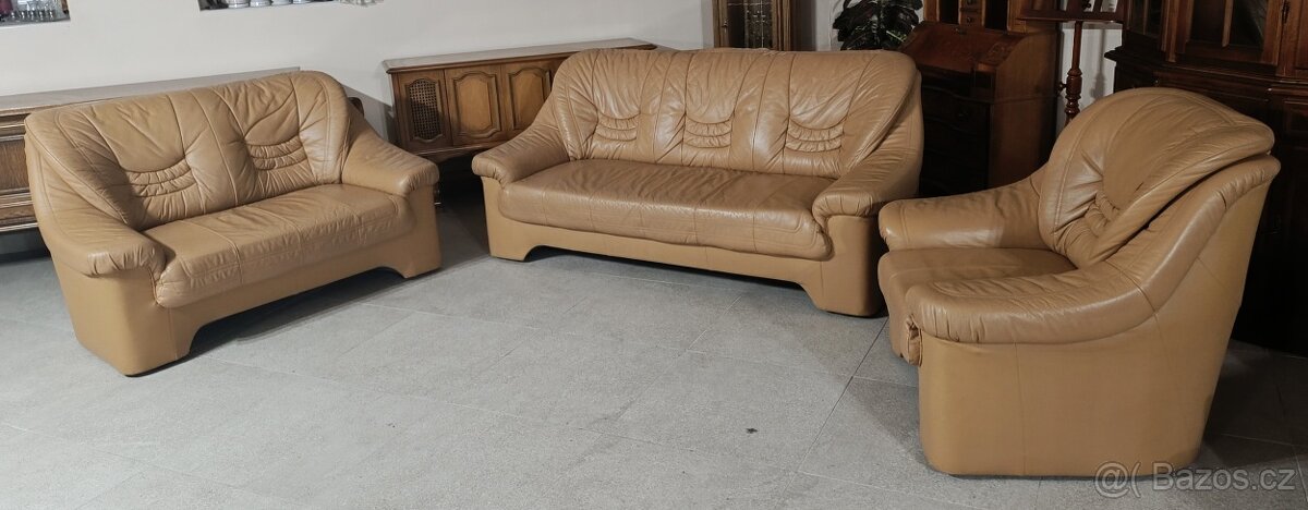 Kožená, moderní sedací souprava 3+2+1. - 2