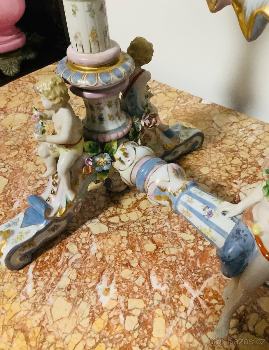 Staré porcelánové stolní zrcadlo Německo - 2