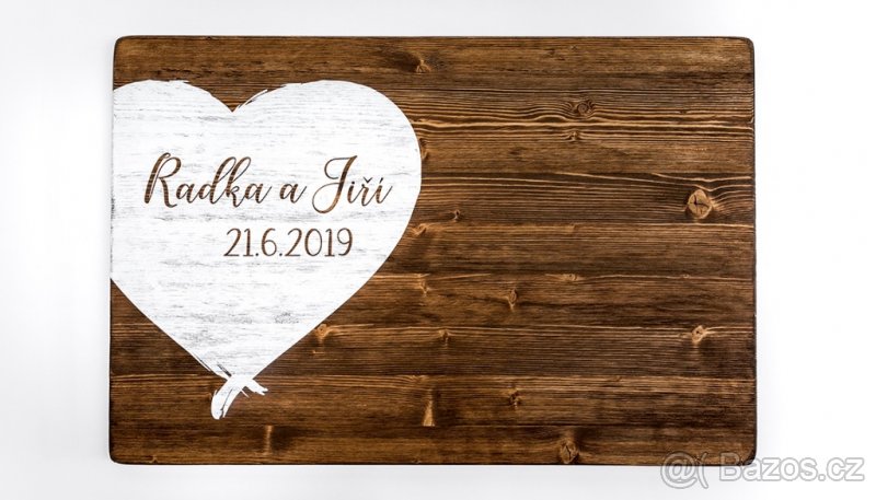 Svatební dekorace - Obraz s podpisy - Srdce - 2