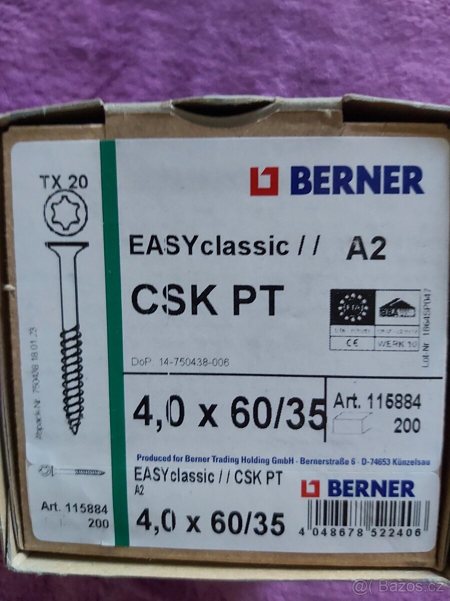 Vrut s částečným závitem TX20 4x60 nerez ocel - 2