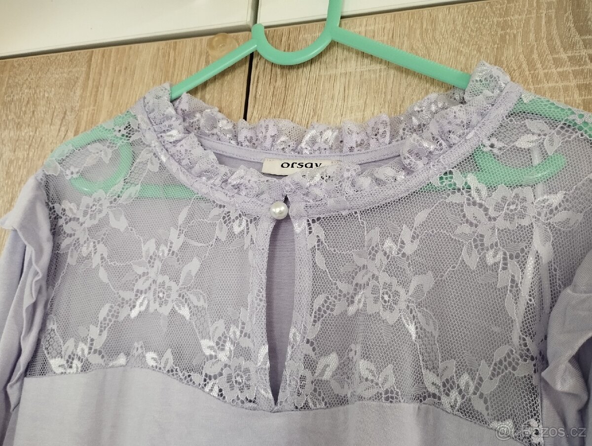 Lila tričko/halenka krajkou a 3/4 rukávy Orsay - 2