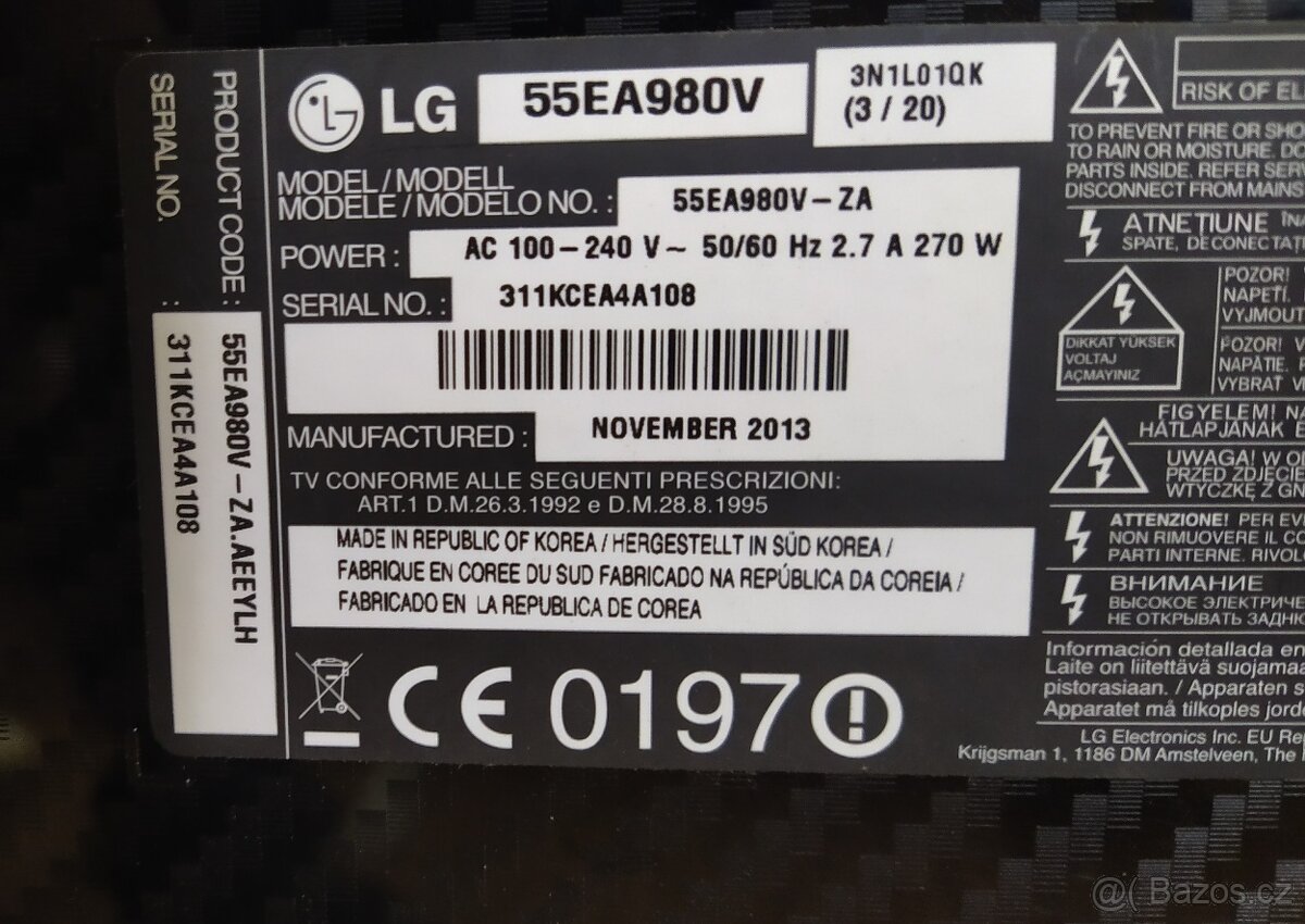 Led TV LG. Televizor 55EA980V - 2