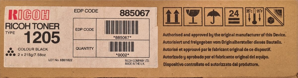 Nový - 2ks Ricoh Toner Type 1205 (885067) - 2