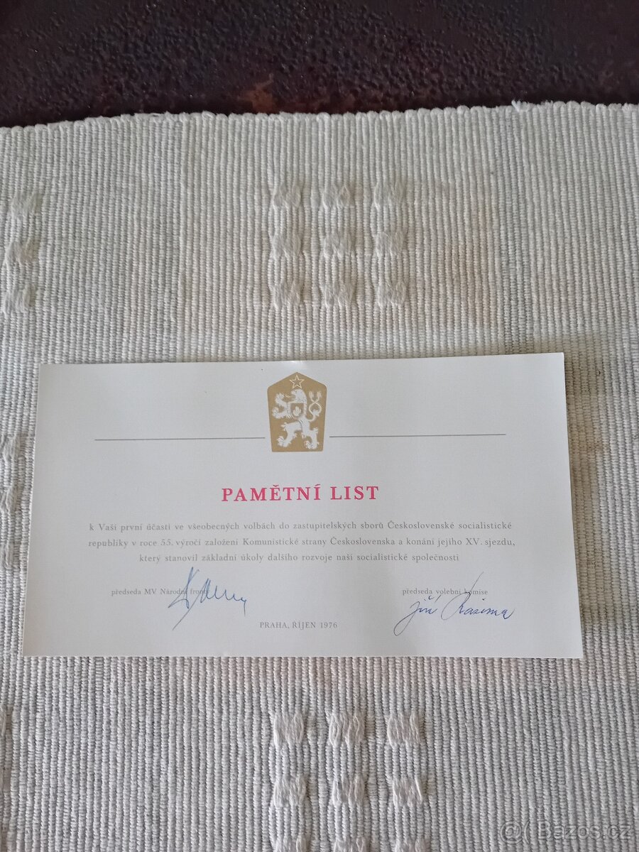 pamětní list - 2