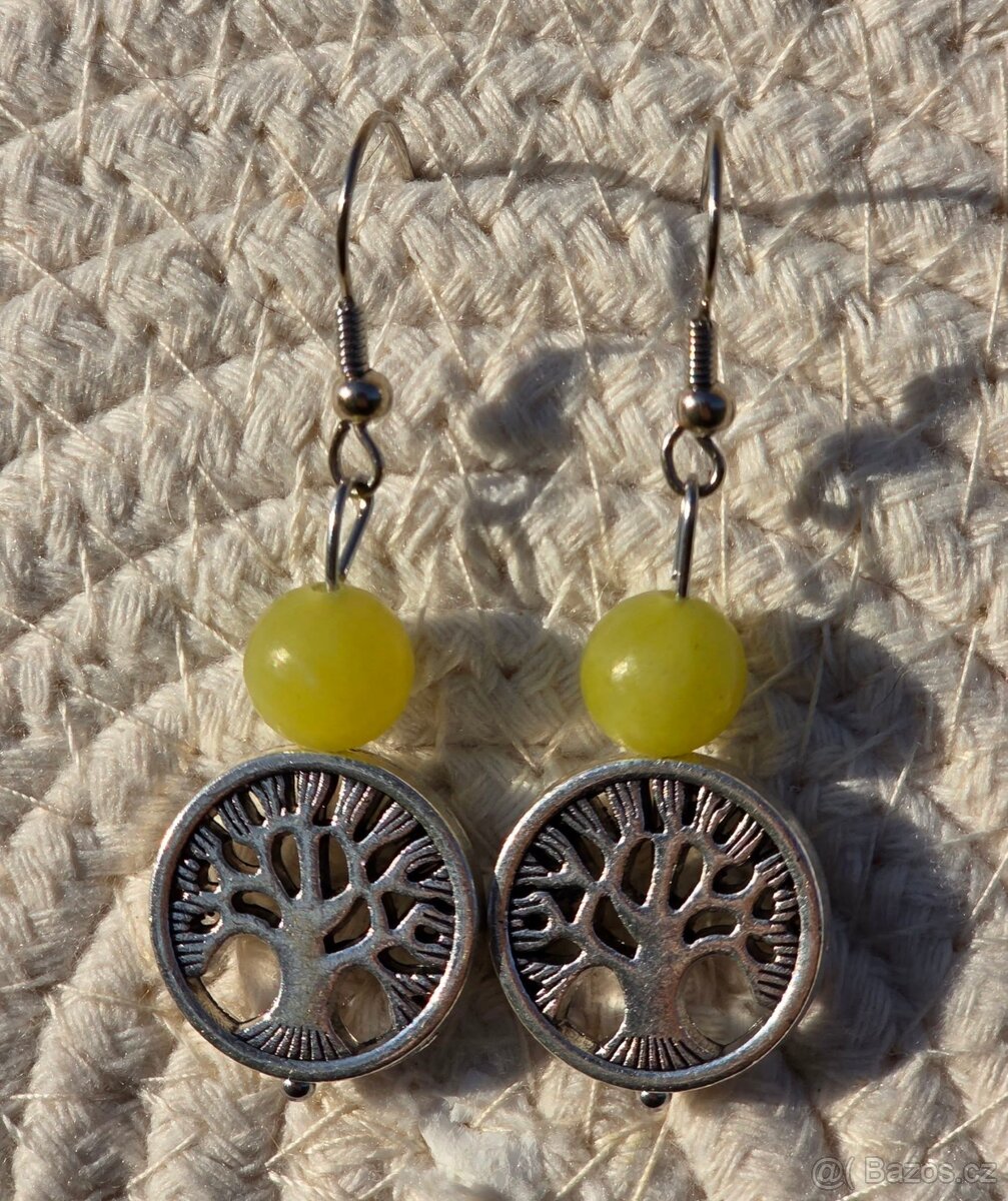 Náušnice Strom života s Jadeitem citronovým 💚 - 2
