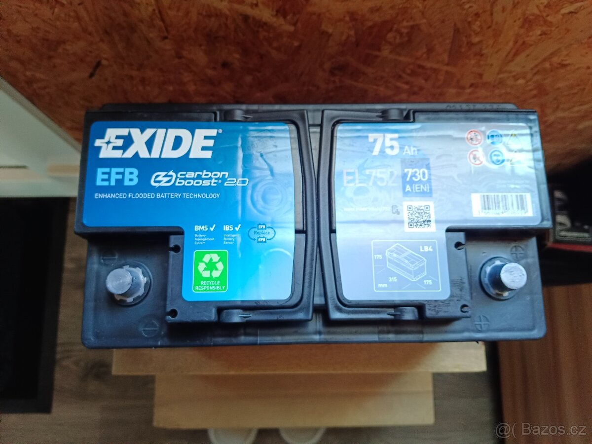 autobaterie Exide EFB 75Ah 730A - 2