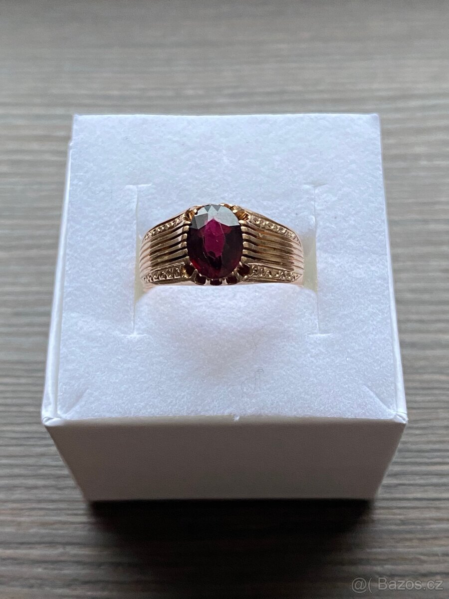 Zlatý prsten s rubínem, růžové zlato - 2