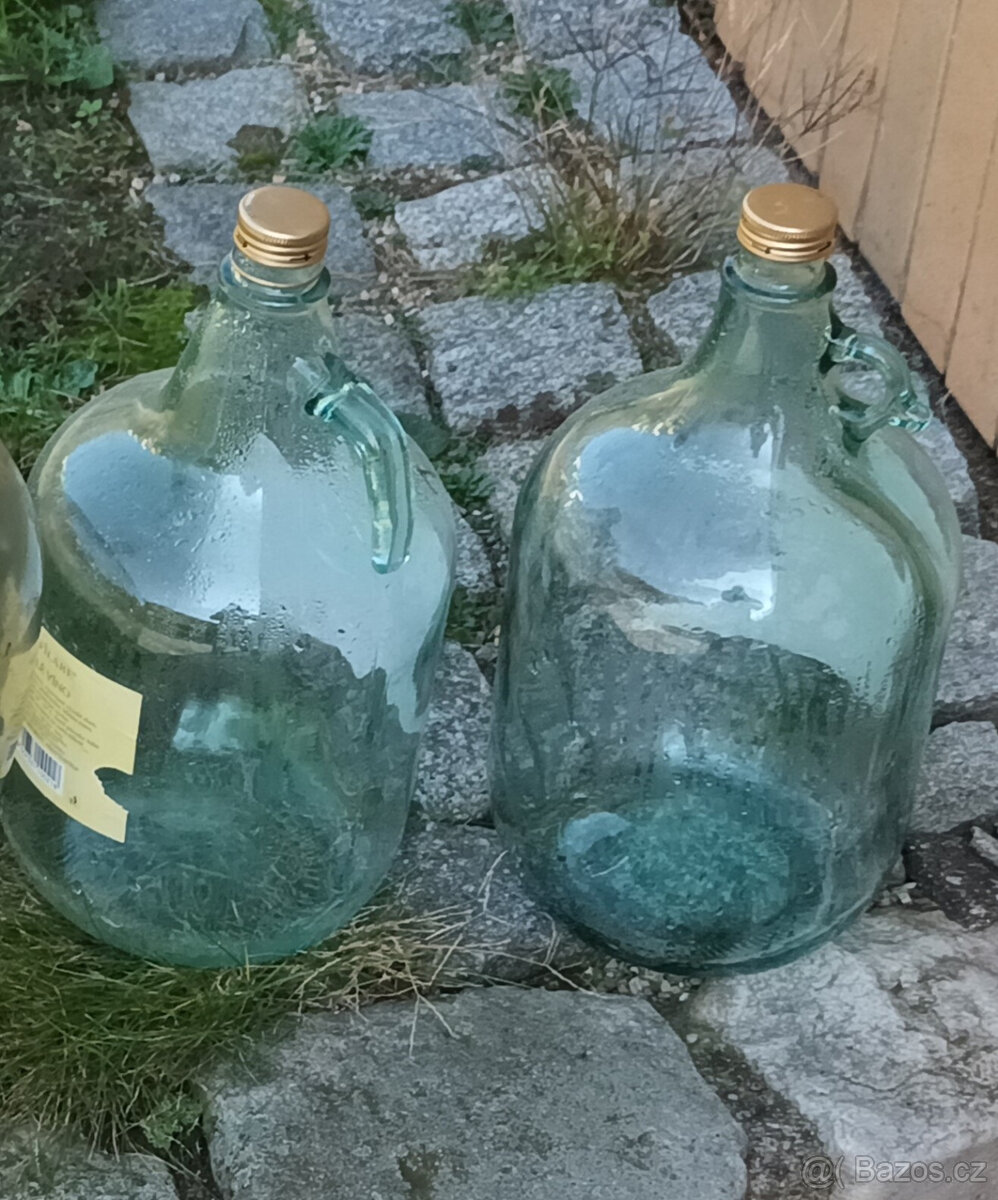 demižony  o objemu 5l , 10l+ 5ks 1l láhve - 2