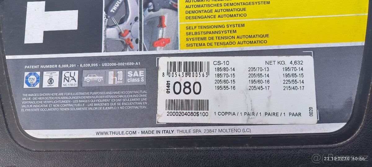 Sněhové řetězy Thule CS-10 velikost 080 - nepoužité - sleva - 2