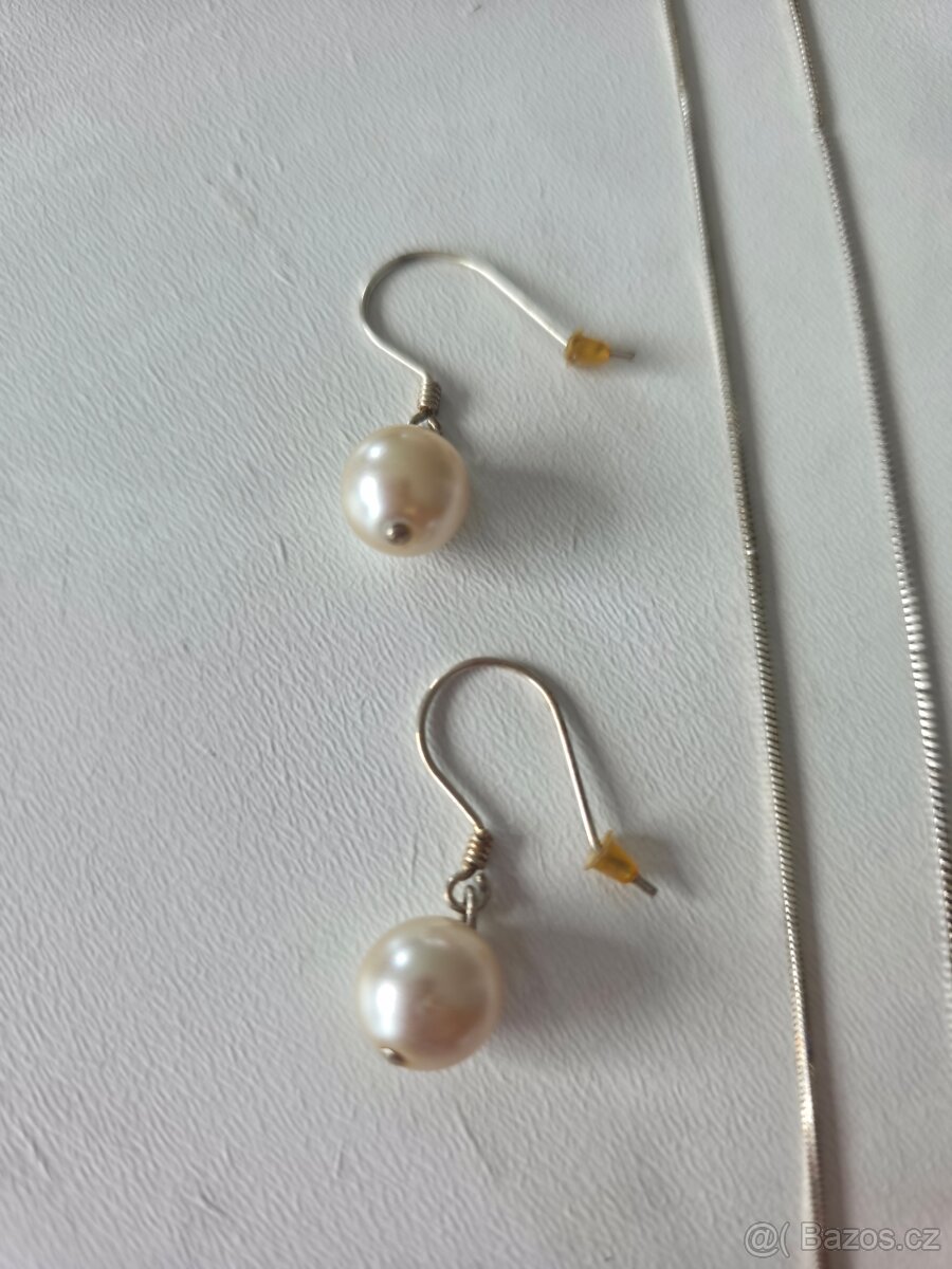 Stříbrný řetízek + náušnice - 2