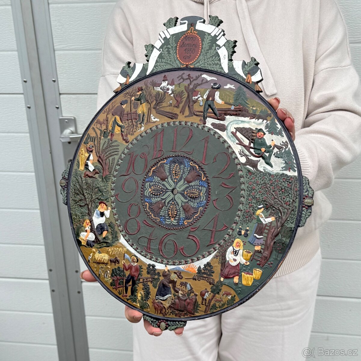 A velký malovaný hodinový ciferník měď - 2