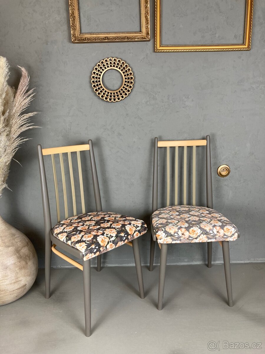 Znovuzrozené ikony 60. let – židle květinový samet - 2