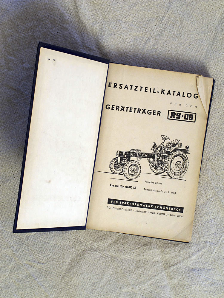 Traktor RS 09 seznam náhradních dílů - vydání - Katalog 1963 - 2