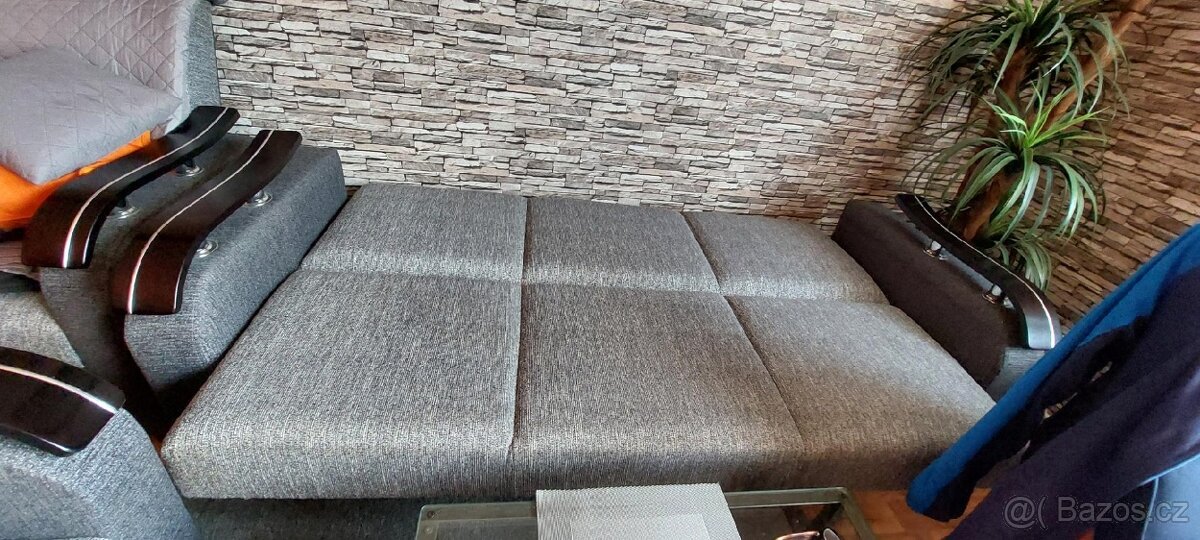 Šedá sedací souprava – gauč + 3 křesla - 2