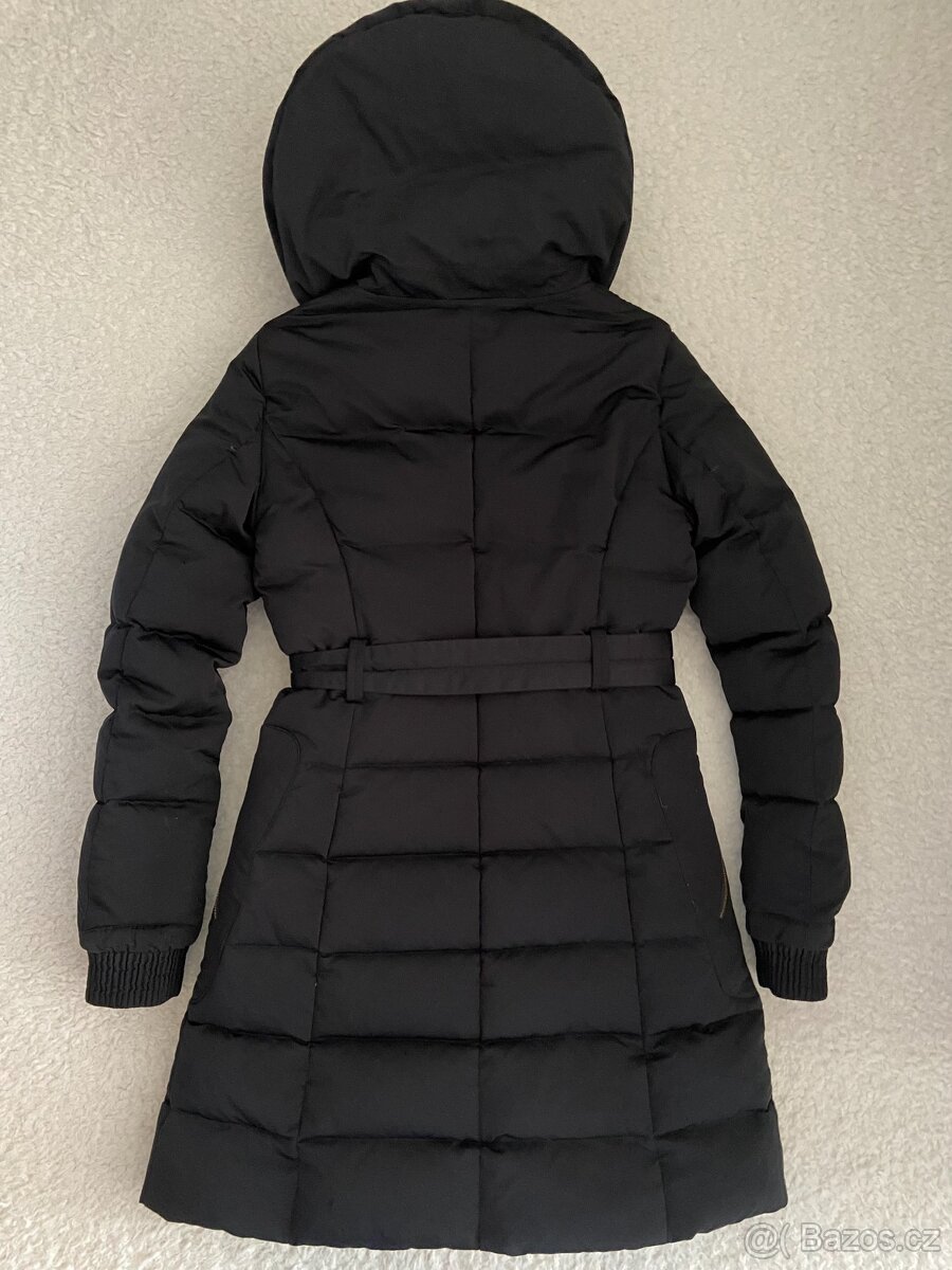 Dámský černý péřový kabat bunda s kapucí vel. 36/S - 2