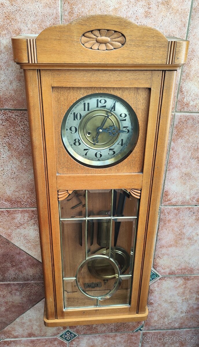 krásné zdobené secesní dvouzávažové hodiny - 2