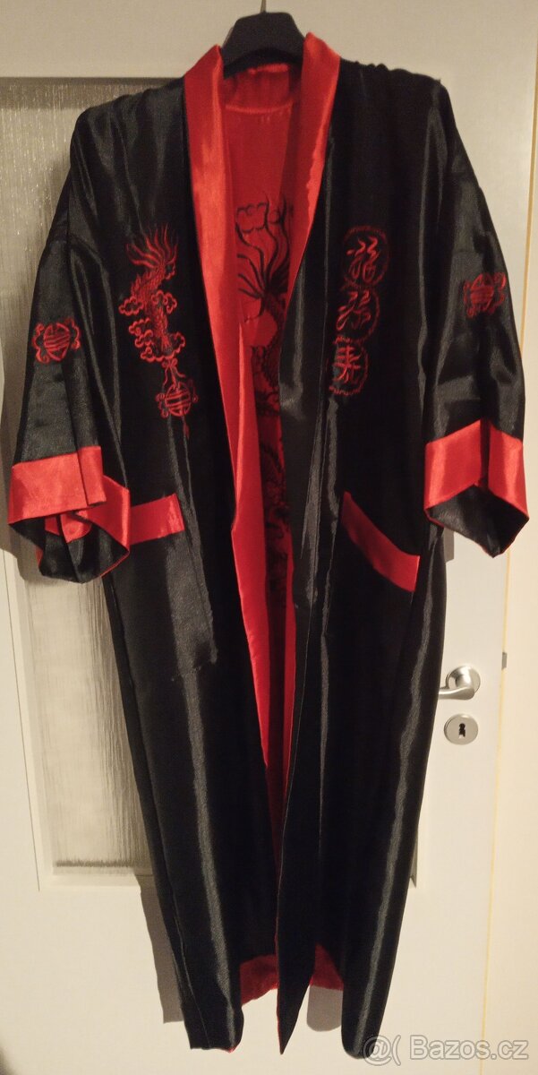 Luxusní oboustranný saténový župan - 2