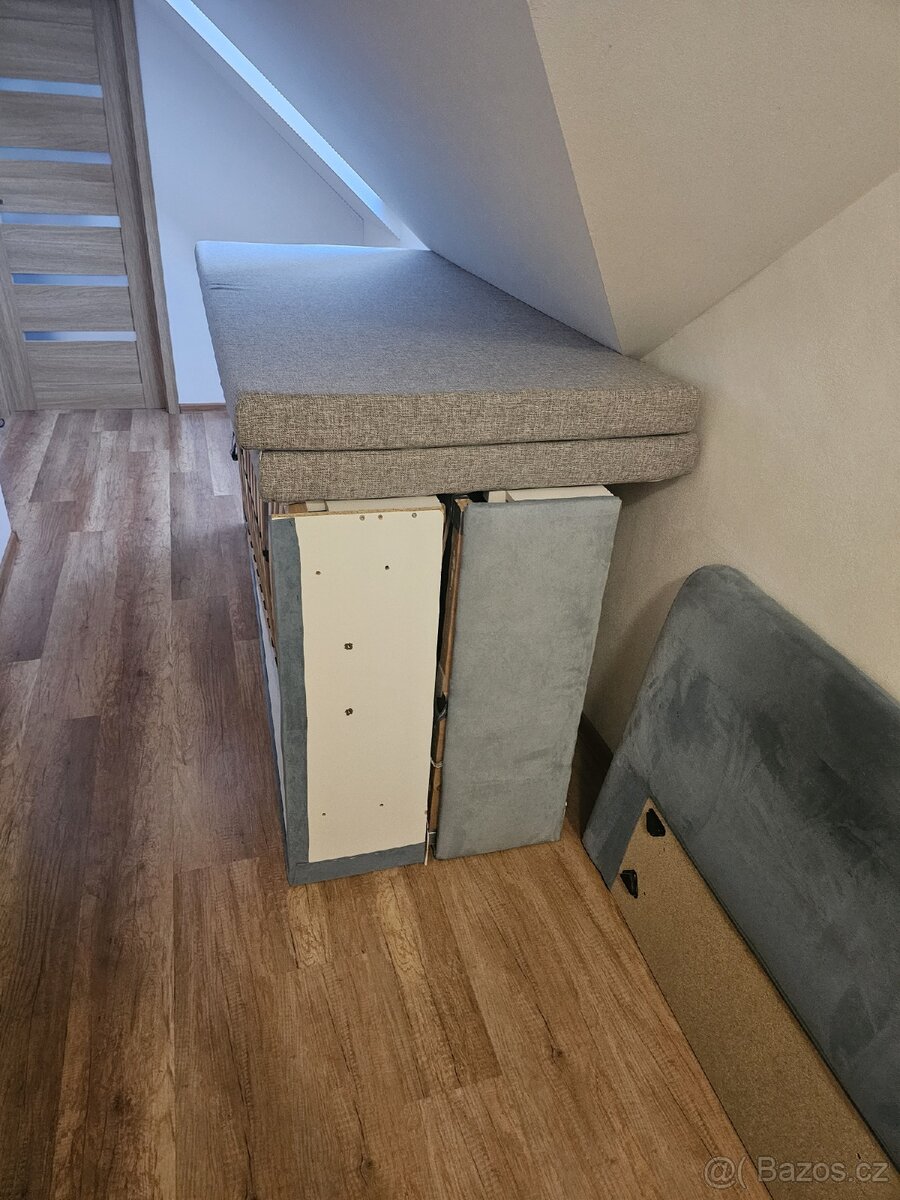 postel 180x200 čalouněná + rošty polohovací + matrace - 2
