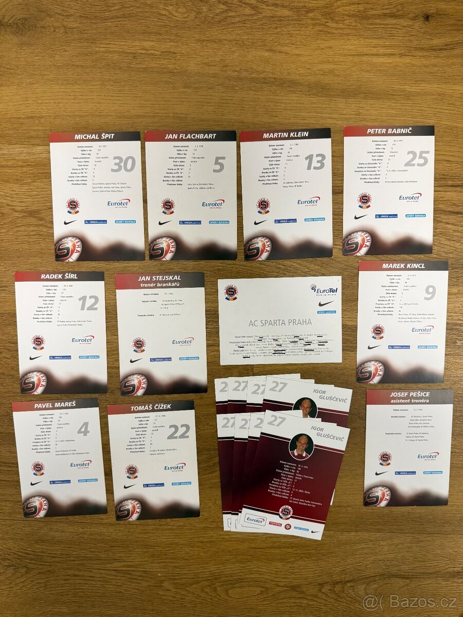 Sparta fotbalové karty,19ks, rok 2000/2001,Praha - 2